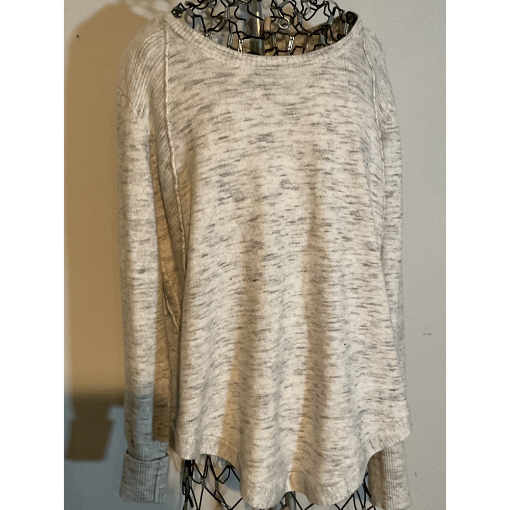 RD Style Womens Space Dye Knit Sweater Grey White Curved Hem 70S1174SF XL